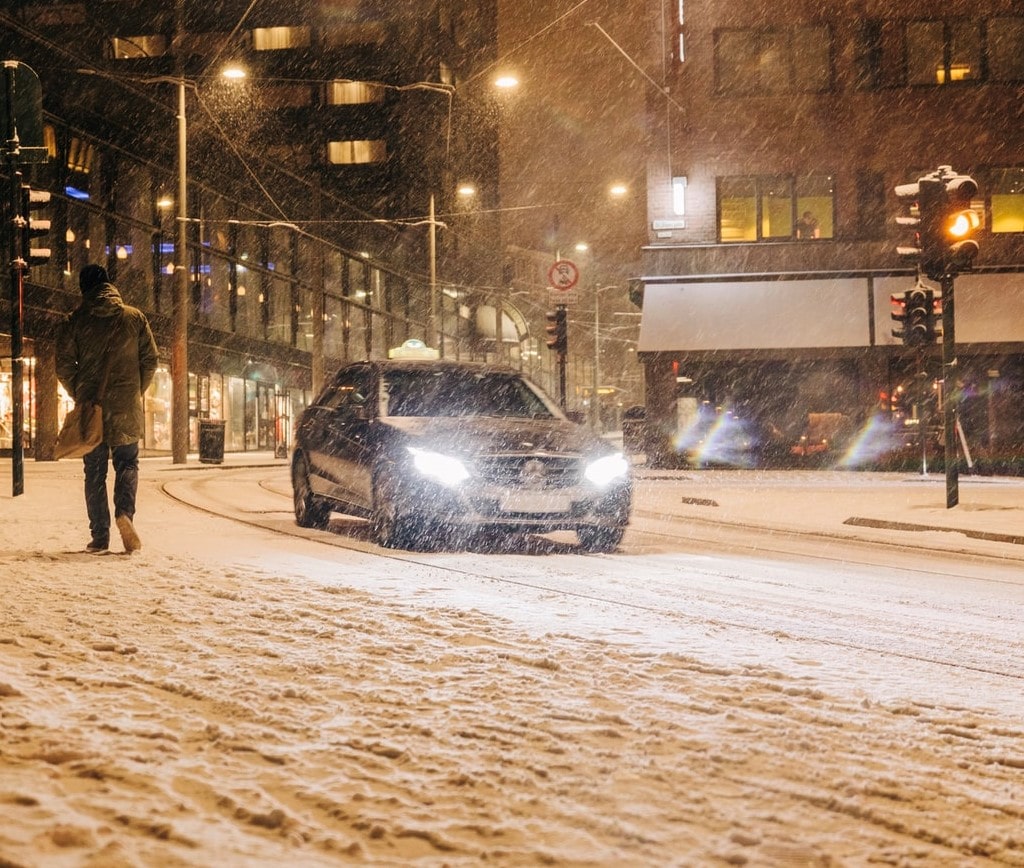 snow in parking lot